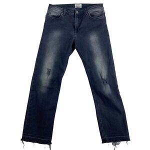 Acne Studios‎ Pop Given Trash Jeans Women Sz 28x25 Dark Wash Distressed Cropped